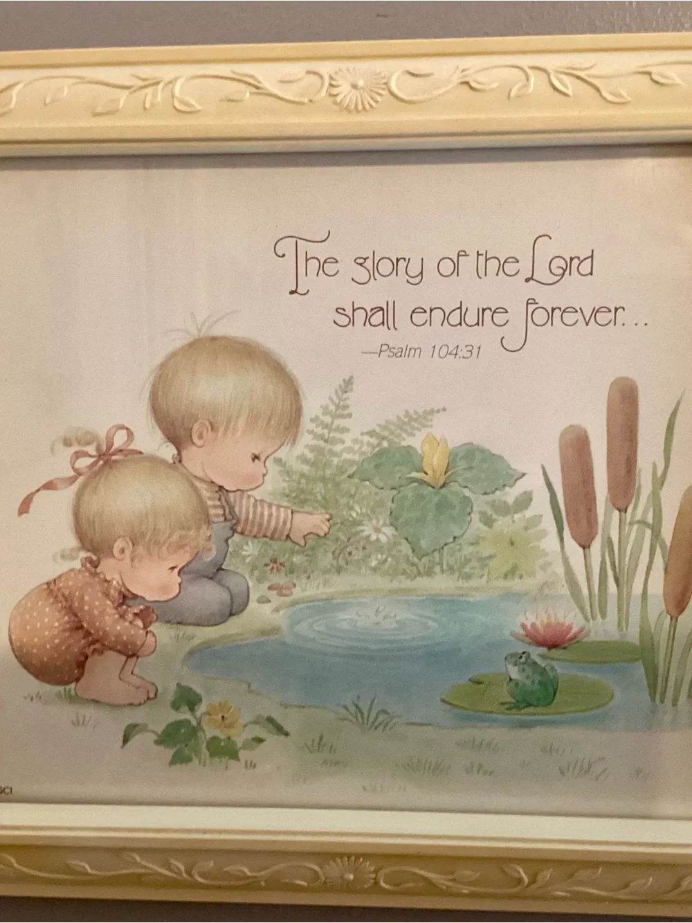 Vintage Nursery Wall Art Print in Cream and Pastel Colors - Bible Verse